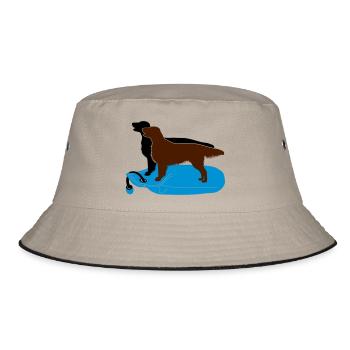2 Flat Coated Retriever auf Dummy - Bucket Hat - Khaki/Schwarz - Vorne