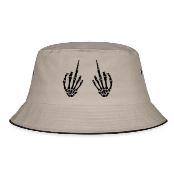 middle fingers design - Bucket Hat - Khaki/Schwarz - Vorne