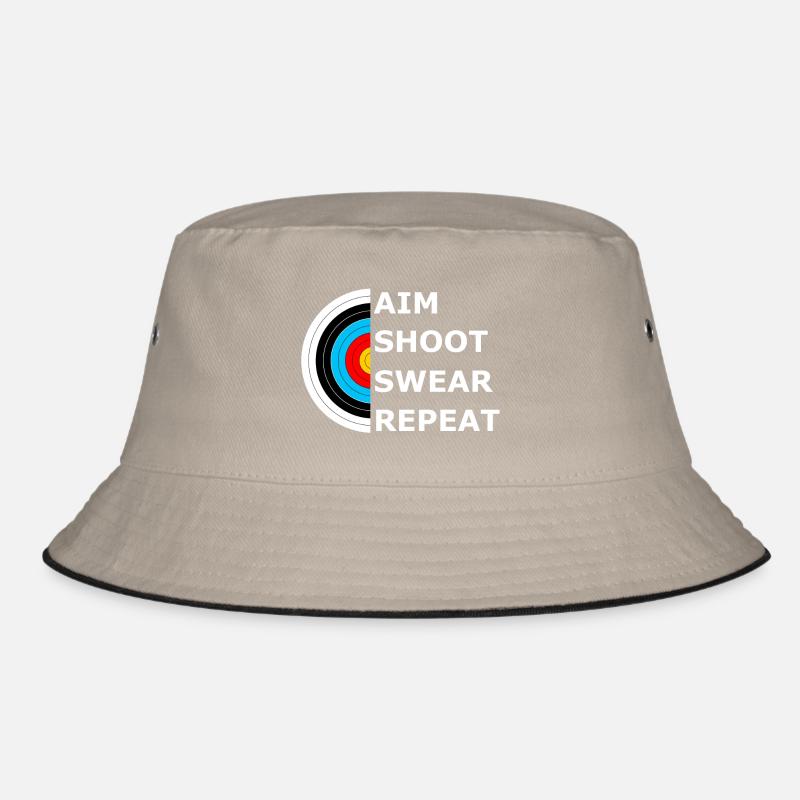 Aim Shoot Swear Repeat - Archery Target - Bucket Hat - khaki/black