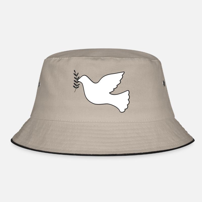Friedenstaube mit Zweig - Bucket Hat - Khaki/Schwarz