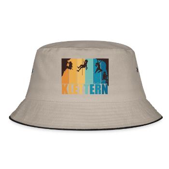 Klettern Bouldern Bergsteigen Berge Vintage - Bucket Hat - Khaki/Schwarz - Vorne