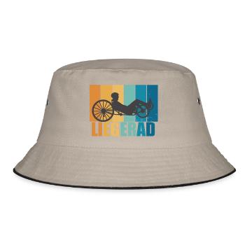 Liegerad Vintage Retro Radsport Bike Geschenk - Bucket Hat - Khaki/Schwarz - Vorne