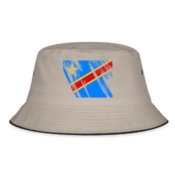 Kongo Flagge - Bucket Hat - Khaki/Schwarz - Vorne