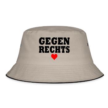 Gegen rechts - Bucket Hat - Khaki/Schwarz - Vorne