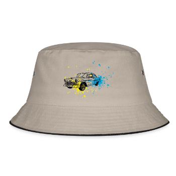 Oldtimer splash - Bucket Hat - Khaki/Schwarz - Vorne