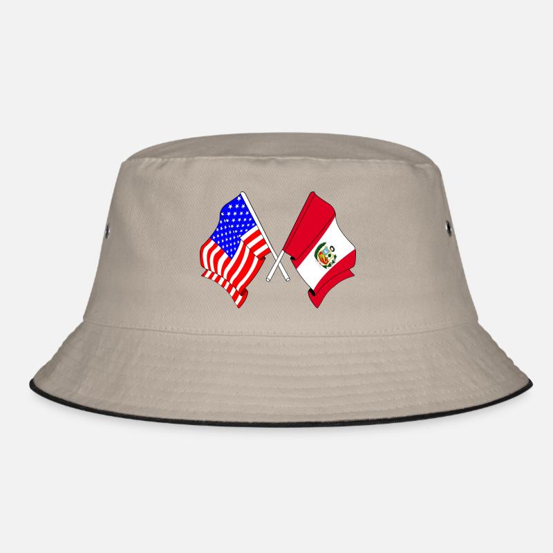 Flag USA and flag Peru Bucket Hat