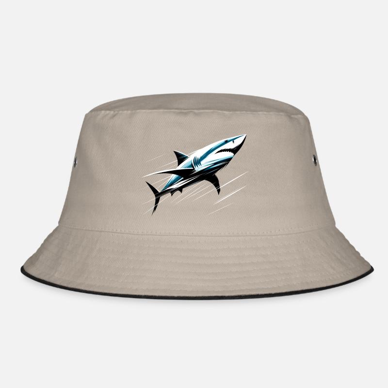 Shark in motion - Bucket Hat - khaki/black