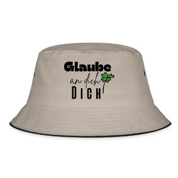 Glaube an dich - Bucket Hat - Khaki/Schwarz - Vorne