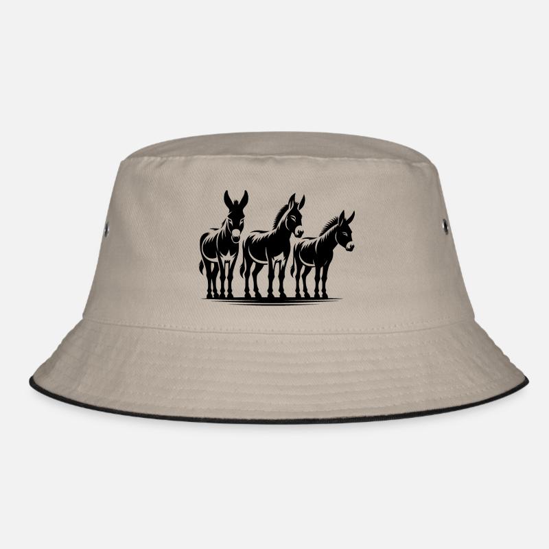 Cute Donkey Group Portrait Farmer Pictures Bucket Hat