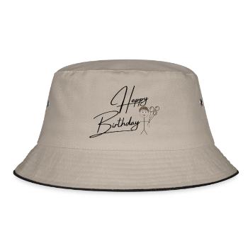 Happy Birthday - Bucket Hat - Khaki/Schwarz - Vorne