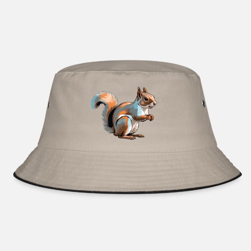 Eichhörnchen - Süße Tiere - Bucket Hat - Khaki/Schwarz