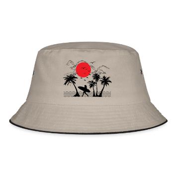 SUMMER surf beach - Bucket Hat - khaki/black - Front