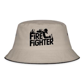 Fire fighter - Cool Hero Logo - Bucket Hat - khaki/black - Front