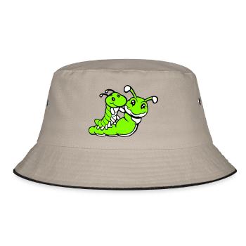 2 friends riding caterpillar father mother child dad mom - Bucket Hat - khaki/black - Front