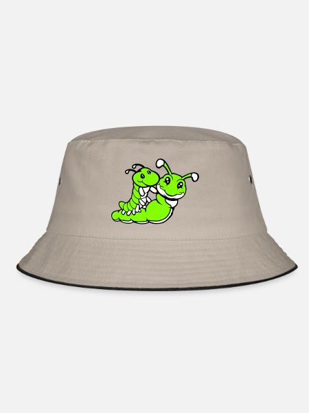 2 friends riding caterpillar father mother child dad mom - Bucket Hat - khaki/black - Front