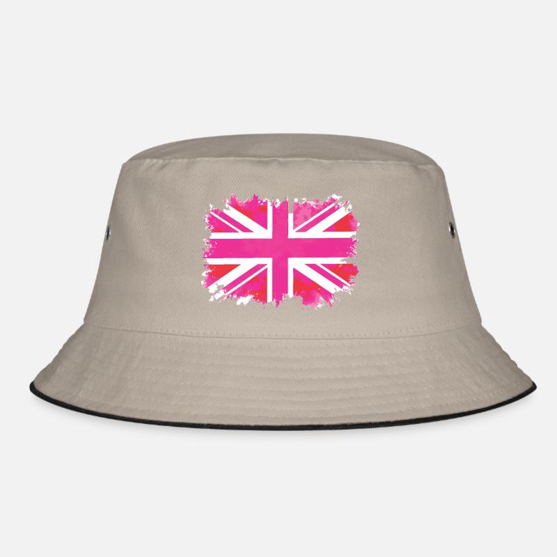 Pink Union Jack - Bucket Hat - Khaki/Schwarz