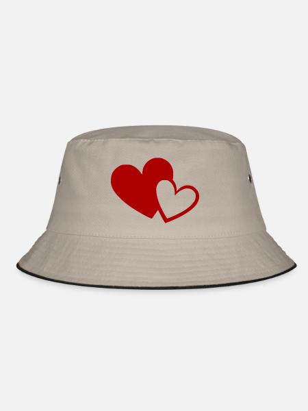 Valentinstag Herz rot Geschenk Valentinstag - Bucket Hat - Khaki/Schwarz