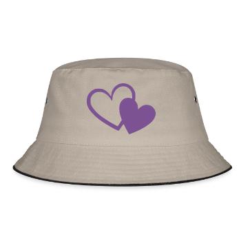 violettes Herz zwei violette Herzen Geschenk  - Bucket Hat - Khaki/Schwarz - Vorne