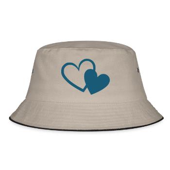 blaues Herz 2 Herzen Geschenk - Bucket Hat - Khaki/Schwarz - Vorne