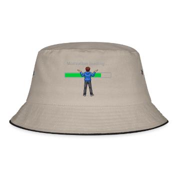 Motivationslade... Bitte warten Sie - Bucket Hat - Khaki/Schwarz - Vorne