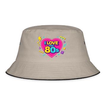 80s Retro Heart Neon Design - Bucket Hat - khaki/black - Front
