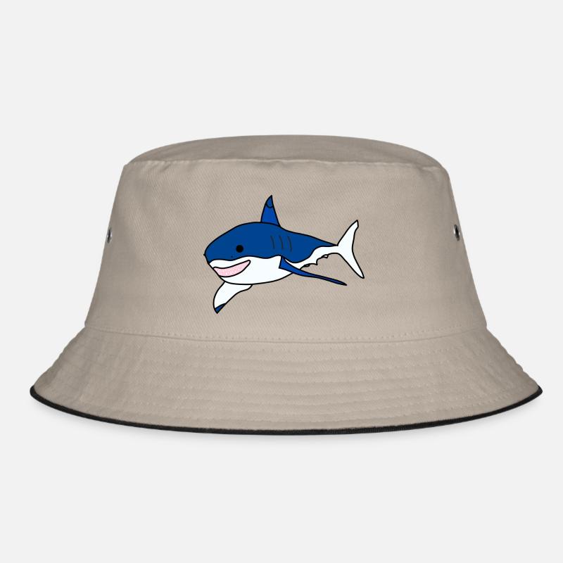 Great White Shark Cartoon Bucket Hat