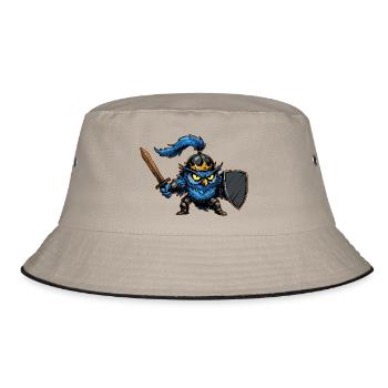 Knight Owl Ren Faire Mittelalterfest Lustig - Bucket Hat - Khaki/Schwarz - Vorne