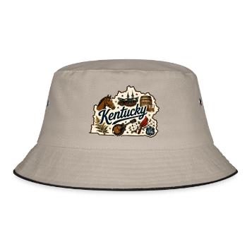 Vintage Kentucky Bluegrass Bourbon Sticker - Bucket Hat - khaki/black - Front