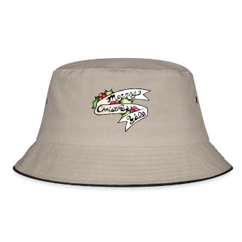 Frohe Weihnachten, ihr alle, Banner - Bucket Hat - Khaki/Schwarz - Vorne