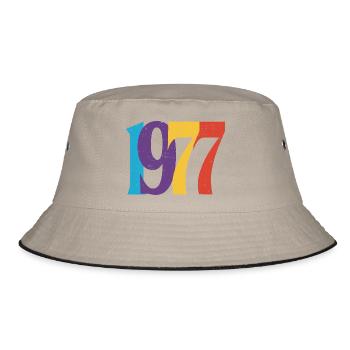 Geboren 1977 Geburtstagsgeschenk Geburtstag 77 - Bucket Hat - Khaki/Schwarz - Vorne