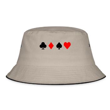 Alle Symbole Poker / Skat / ... - Bucket Hat - Khaki/Schwarz - Vorne
