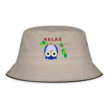 Eule - Relax - Bucket Hat - Khaki/Schwarz - Vorne