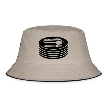Geschirr Teller Besteck - Bucket Hat - Khaki/Schwarz - Vorne
