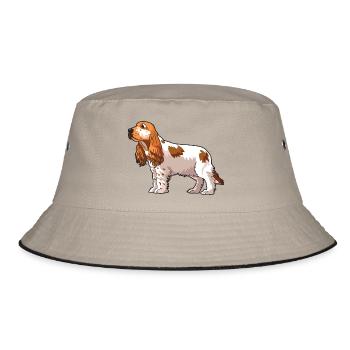Cocker Spaniel Dog - Bucket Hat - khaki/black - Front