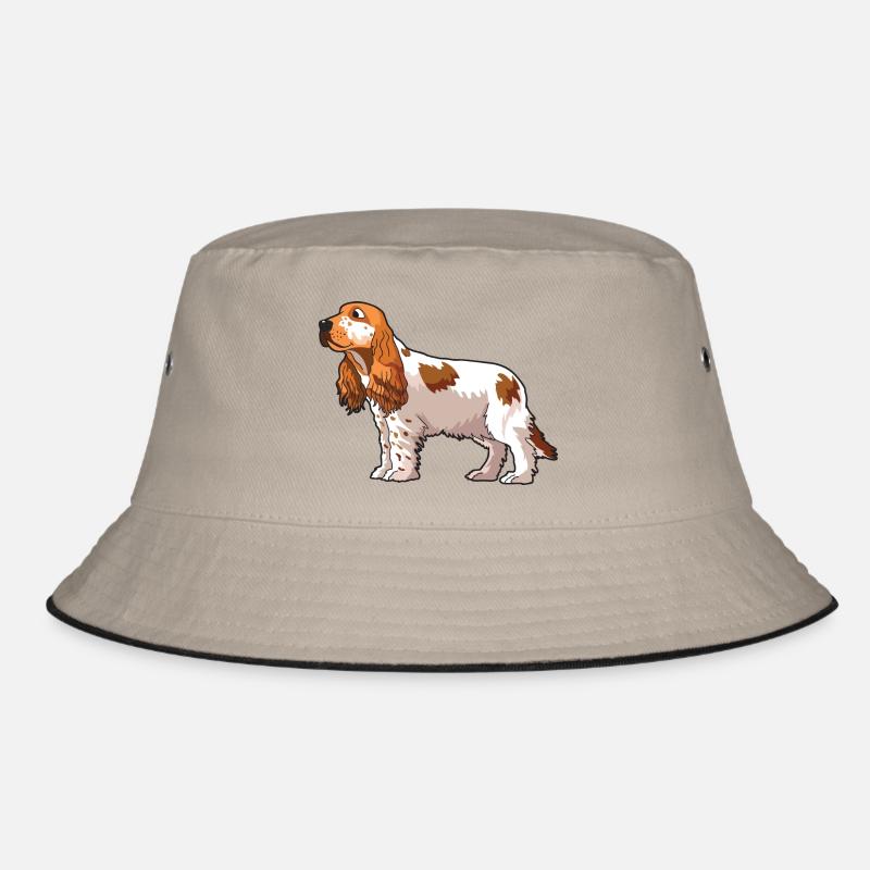Cocker Spaniel Dog - Bucket Hat - khaki/black