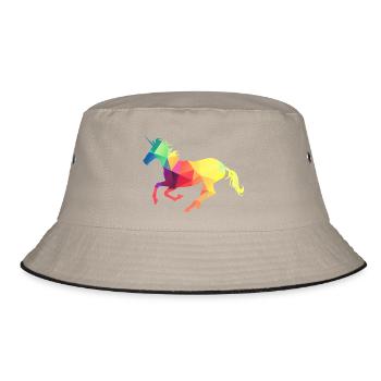 Buntes Einhorn - Bucket Hat - Khaki/Schwarz - Vorne