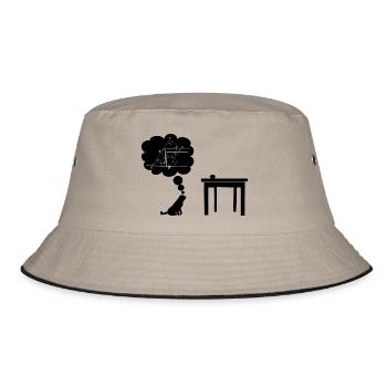 cat sciencest jumping - Bucket Hat - khaki/black - Front