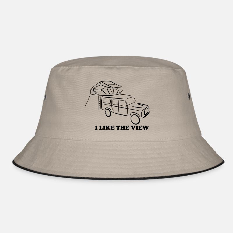 Defender mit Dachzelt, Dachzelt, Dachzeltnomaden - Bucket Hat - Khaki/Schwarz