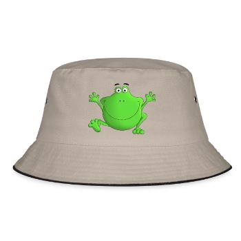 Frosch - Lach doch mal - Bucket Hat - Khaki/Schwarz - Vorne