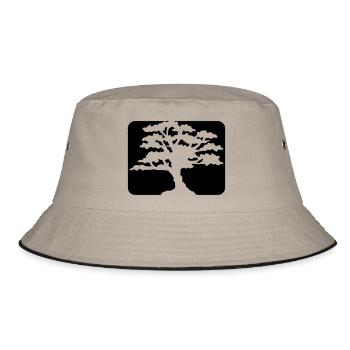 button tree leaves sports logo red blue forest silh - Bucket Hat - khaki/black - Front