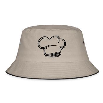 Chef Chef's Hat Tattoo Design - Bucket Hat - khaki/black - Front