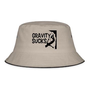klettern gefaehrlich gravity sucks logo design lus - Bucket Hat - Khaki/Schwarz - Vorne