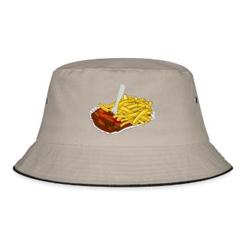 Currywurst with fries - Bucket Hat - khaki/black - Front