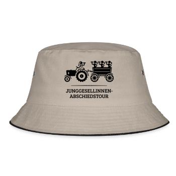 Junggesellinnen-Abschiedstour Mit Trecker (JGA V2) - Bucket Hat - Khaki/Schwarz - Vorne
