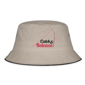 zurueck werfen freilassen catch and release angler - Bucket Hat - Khaki/Schwarz - Vorne