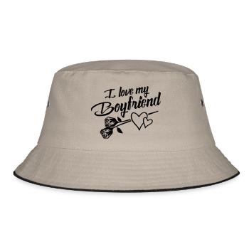 i love my boyfriend design - Bucket Hat - Khaki/Schwarz - Vorne