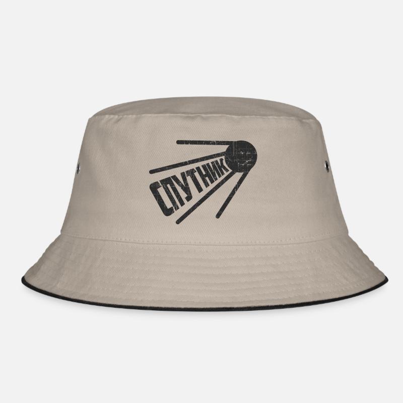 Sputnik Russischer Satellit Russland Spruch Soviet - Bucket Hat - Khaki/Schwarz