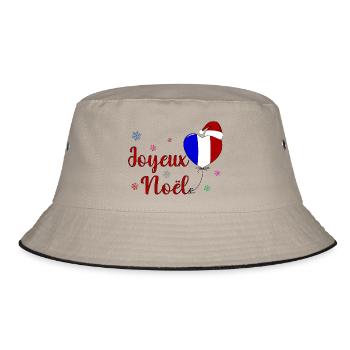 Joyeux Noel Weihnachten Frankreich Flagge - Bucket Hat - Khaki/Schwarz - Vorne