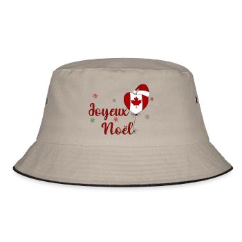 Joyeux Noel Kanada Flagge Herz - Bucket Hat - Khaki/Schwarz - Vorne