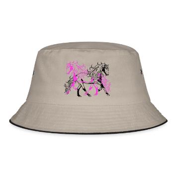 Himmlisch Wildpferde Hengst Reiter Reiterin Pferde - Bucket Hat - Khaki/Schwarz - Vorne